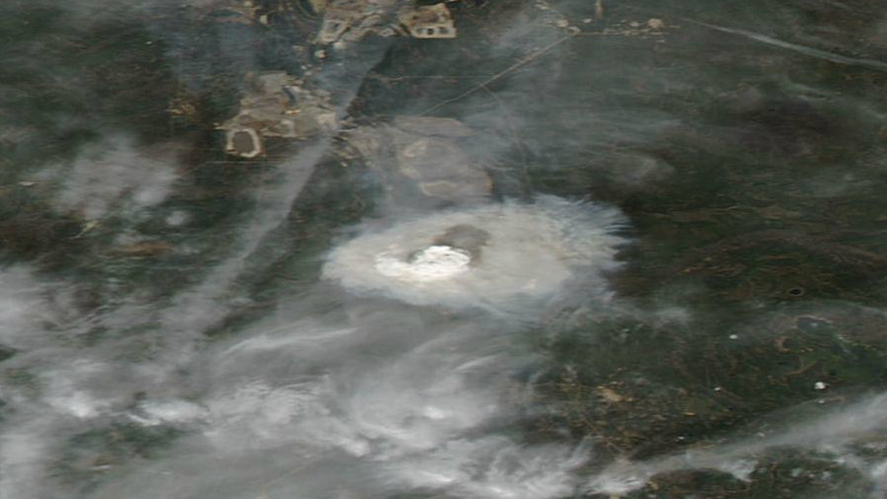 Pyrocumulus cloud seen over Fort McMurray. (Image: NASA)